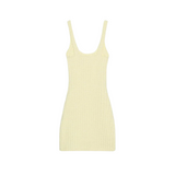 Vestido amarillo elástico con botones