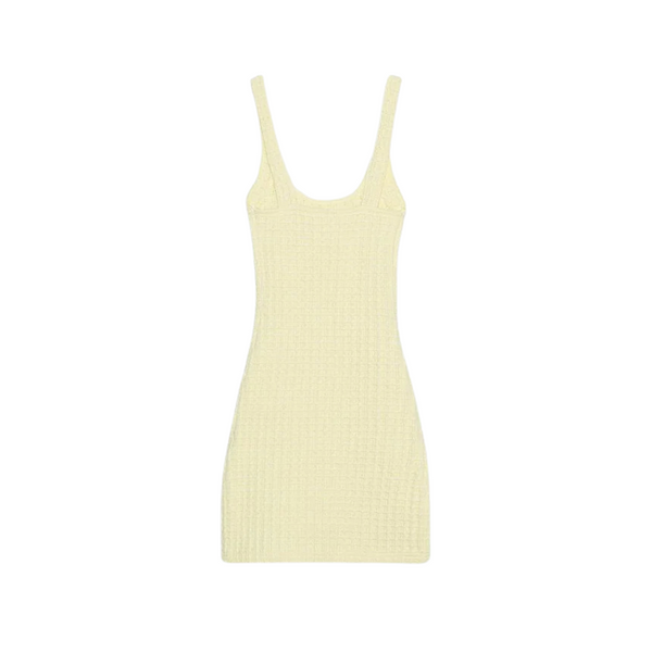 Vestido amarillo elástico con botones