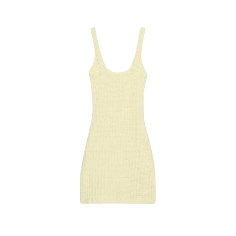 Vestido amarillo elástico con botones
