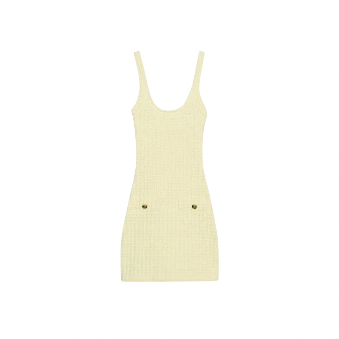 Robe boutonnée stretch jaune