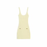 Vestido amarillo elástico con botones